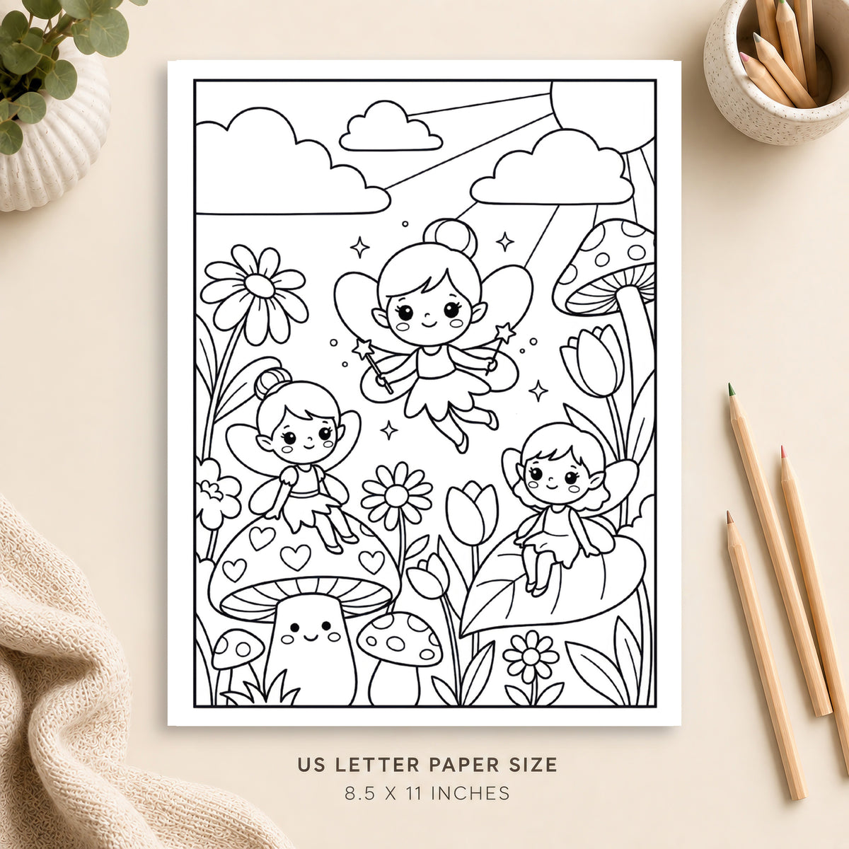 Cute Fairy Coloring Page 3