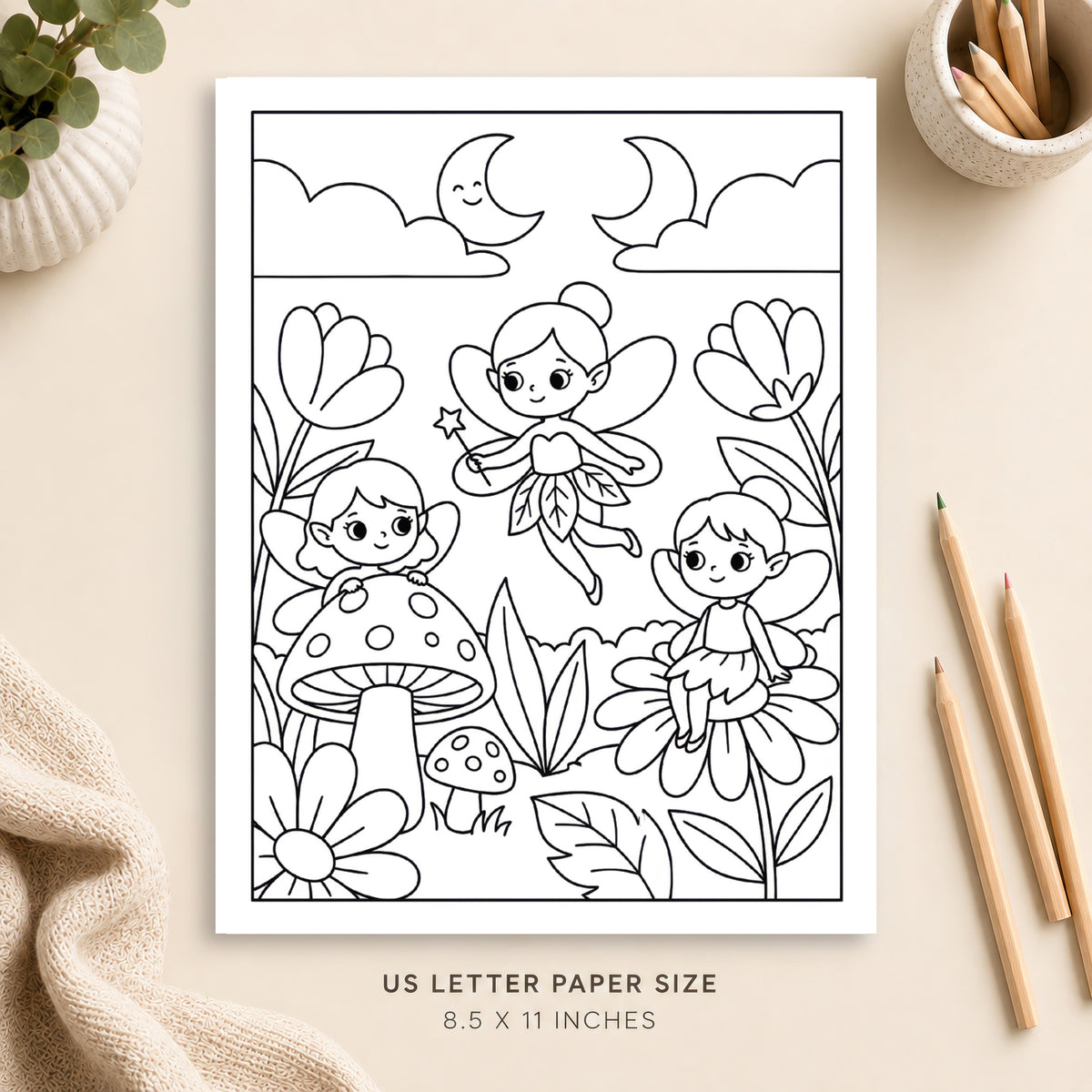 Cute Fairy Coloring Page 4