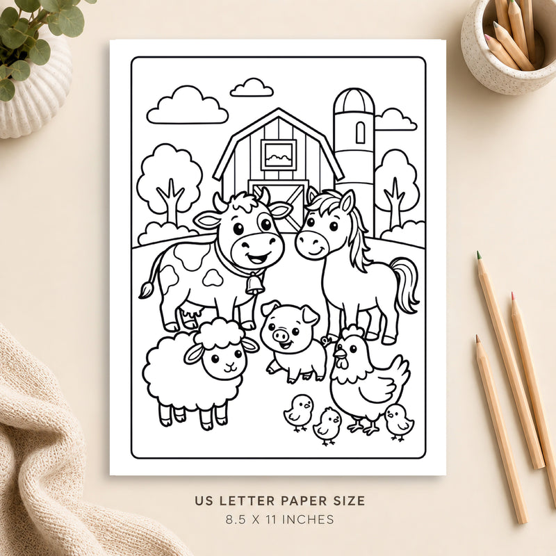 Cute Farm Animals Coloring Page 7