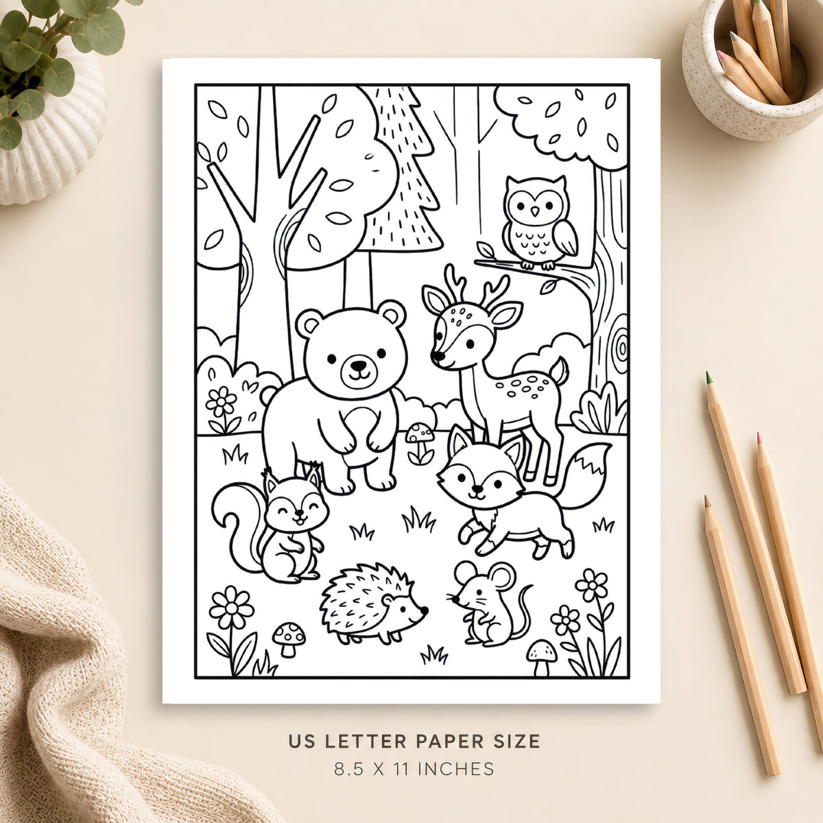 Cute Forest Animals Coloring Page 3