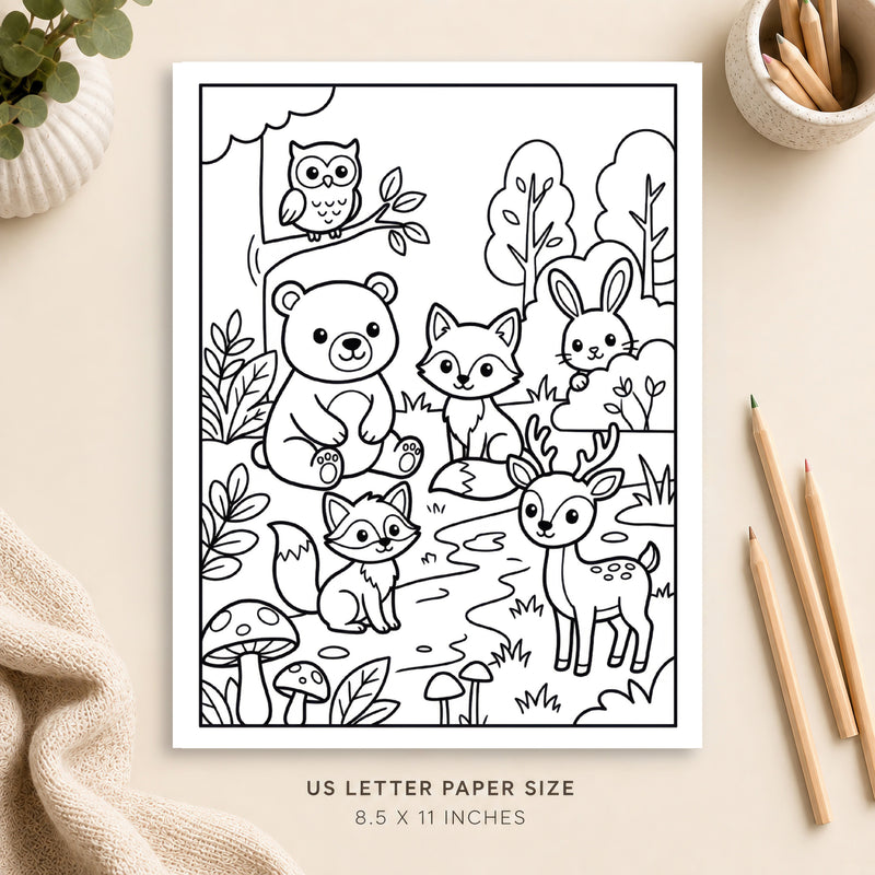 Cute Forest Animals Coloring Page 5