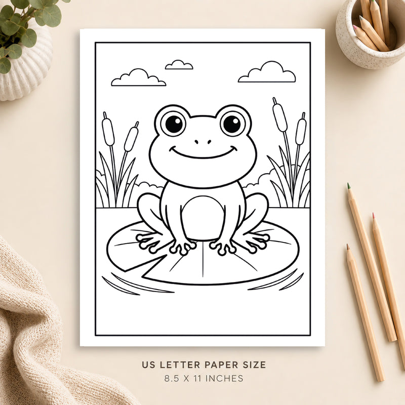 Cute Frog Coloring Page 2