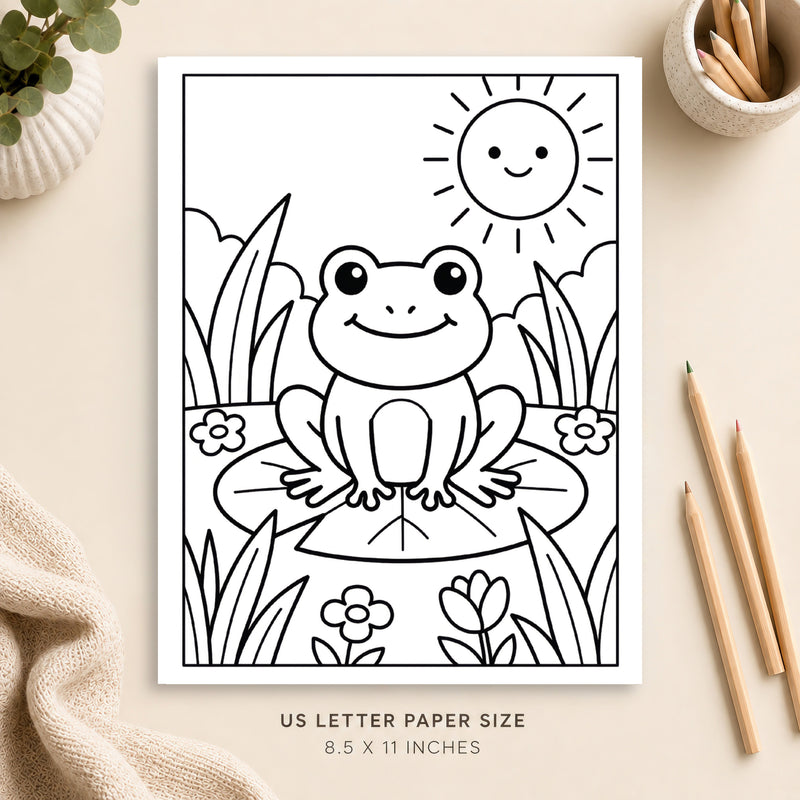Cute Frog Coloring Page 4