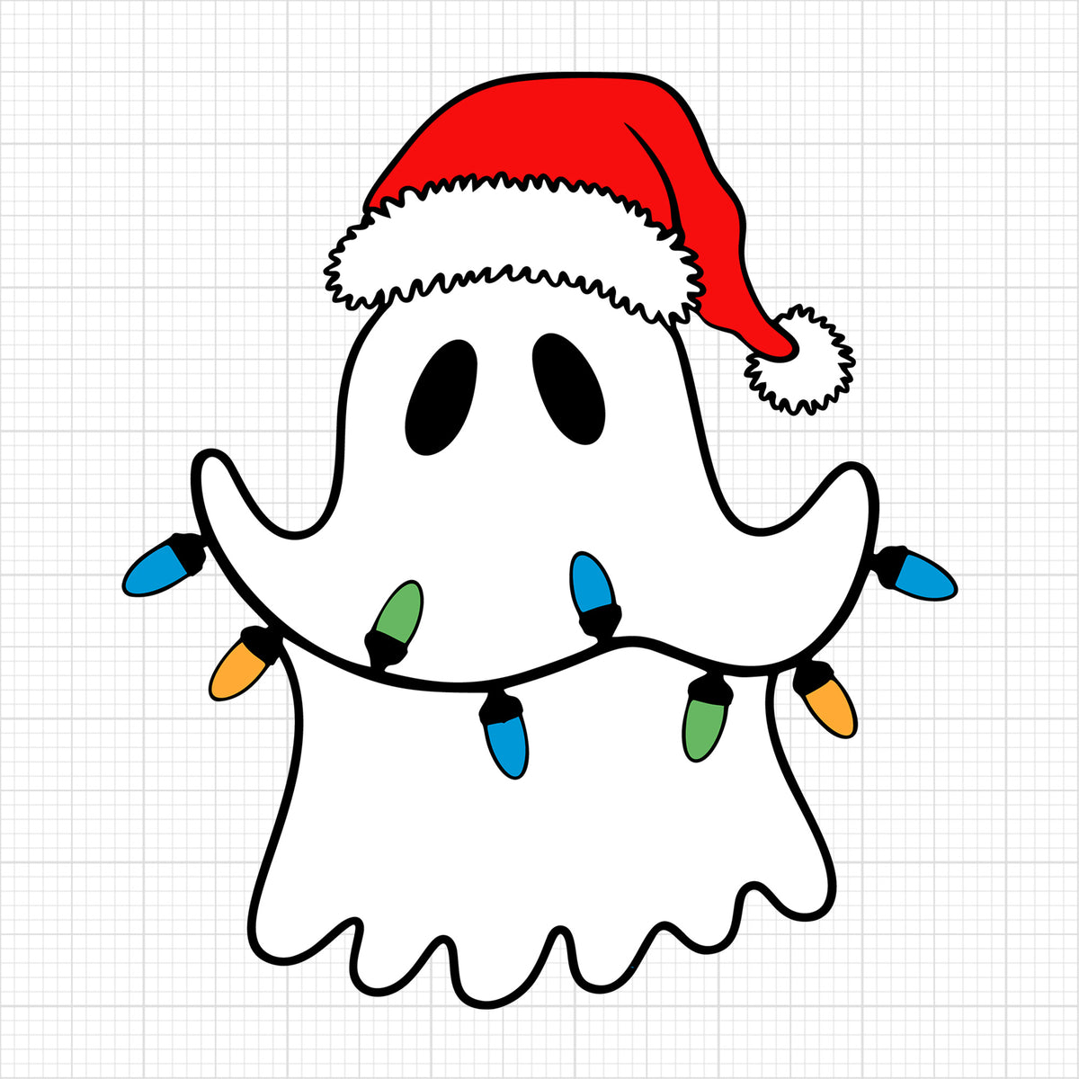 Cute Ghost Holding Christmas Lights
