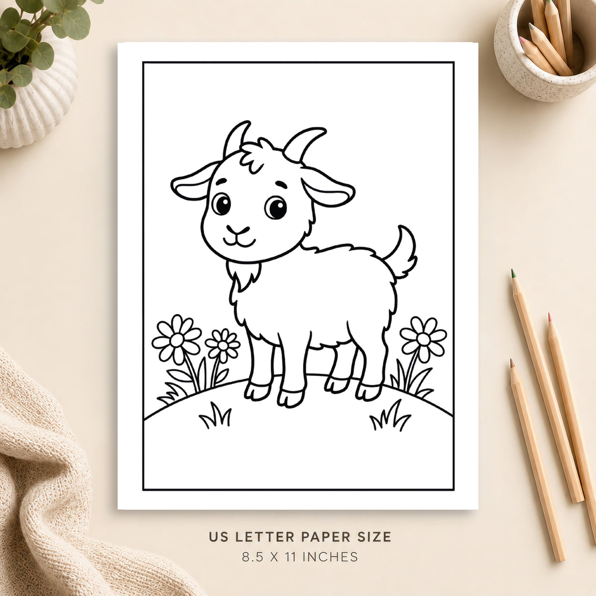 Cute Goat Coloring Page 1