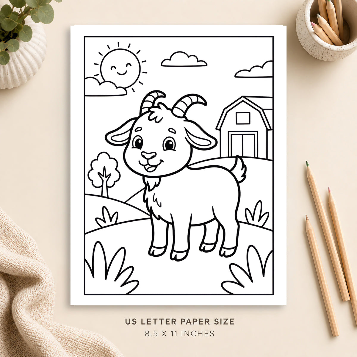Cute Goat Coloring Page 2