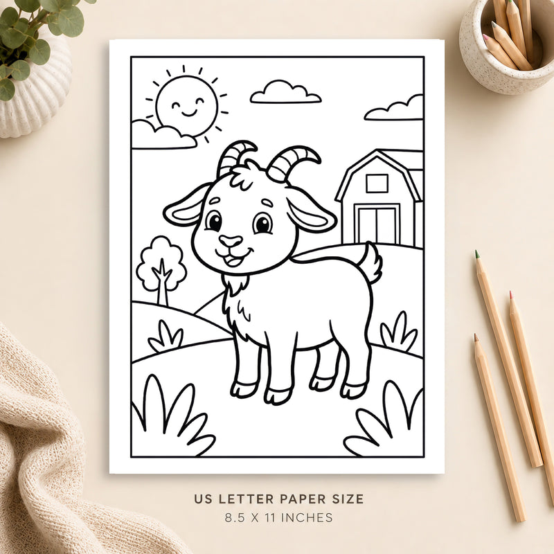 Cute Goat Coloring Page 2
