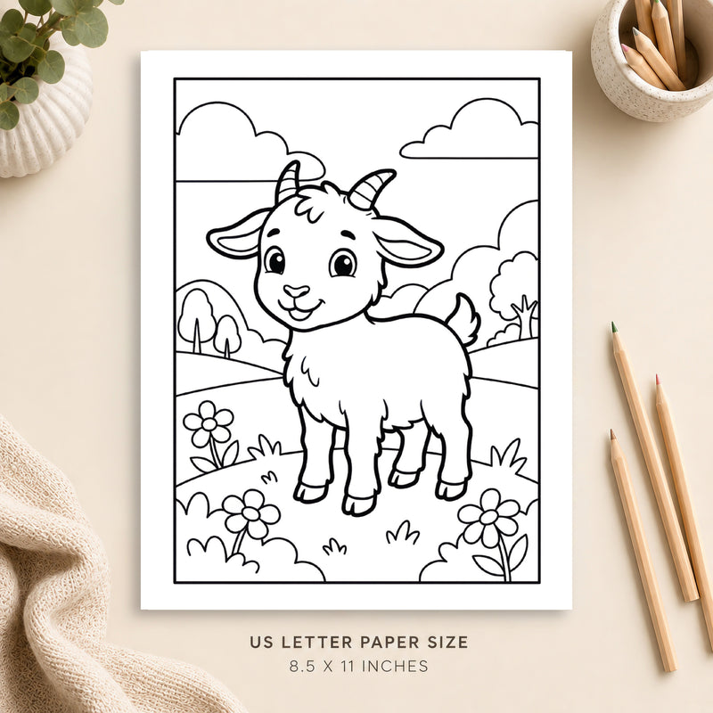 Cute Goat Coloring Page 6