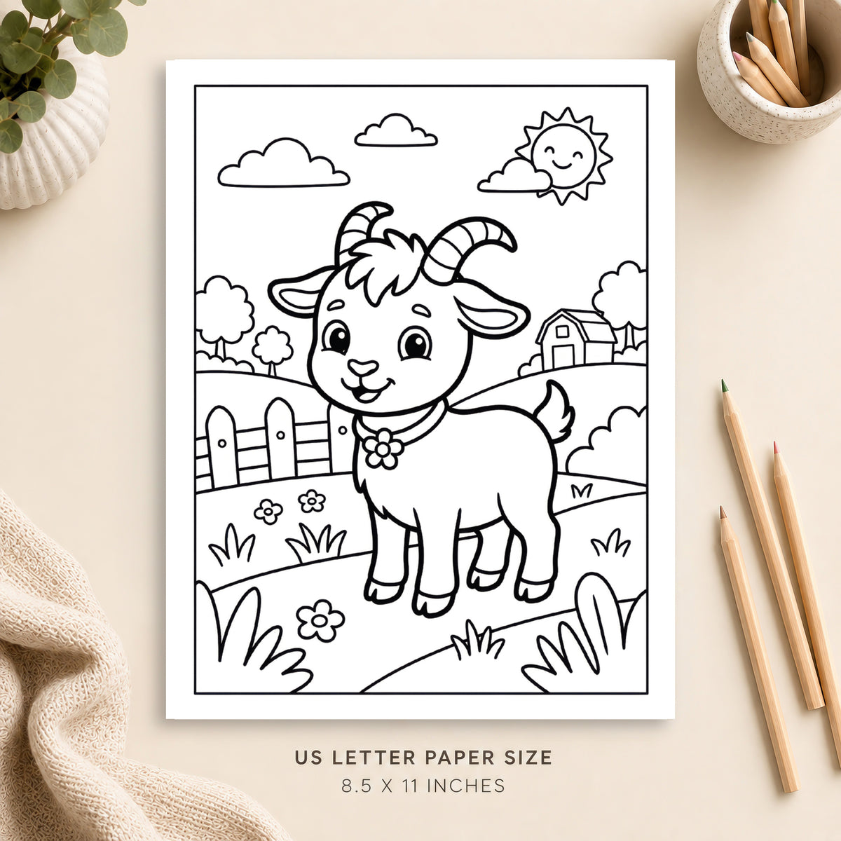 Cute Goat Coloring Page 7