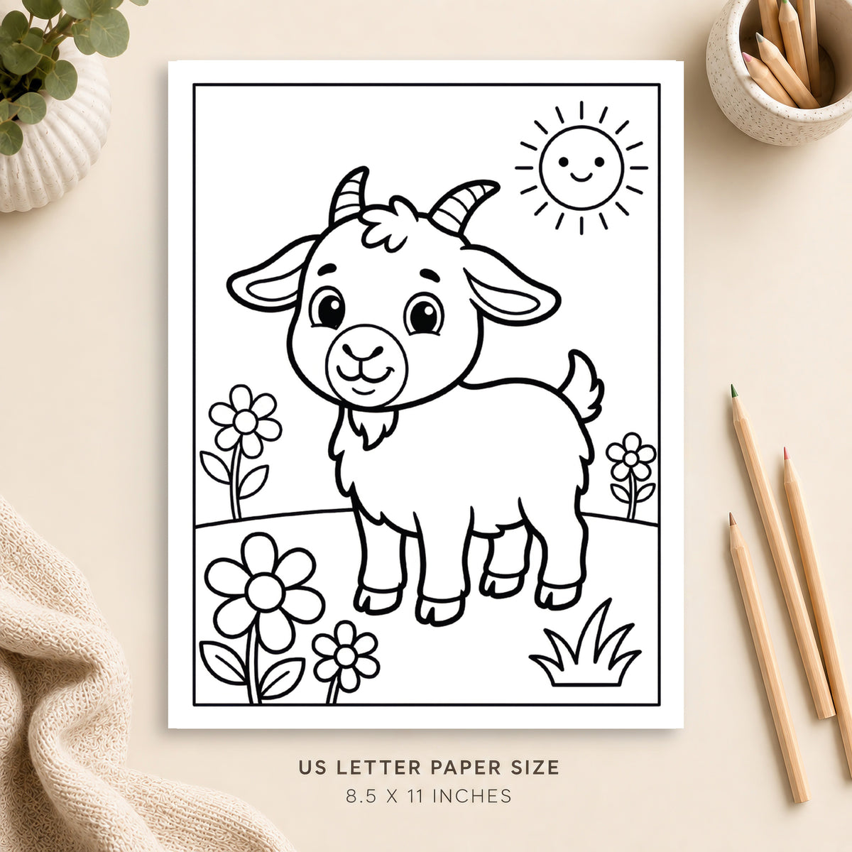 Cute Goat Coloring Page 8