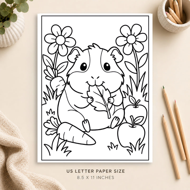 Cute Guinea Pig Coloring Page 1