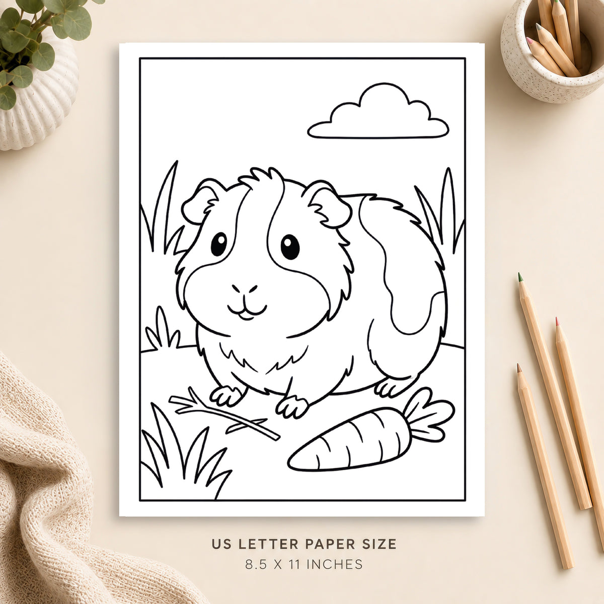 Cute Guinea Pig Coloring Page 4