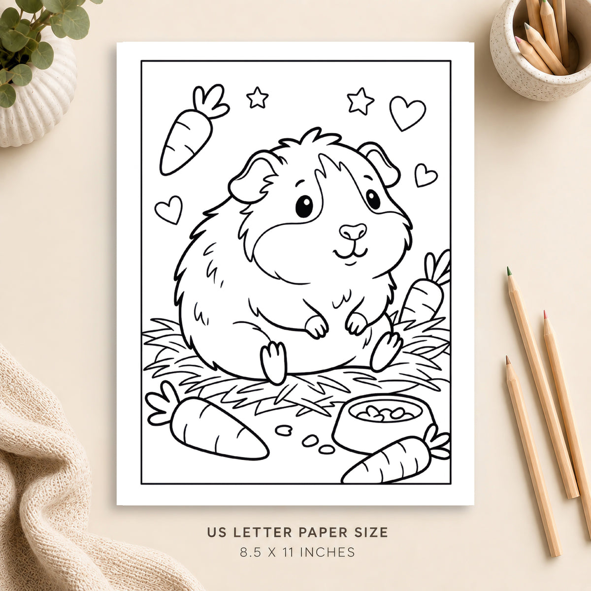 Cute Guinea Pig Coloring Page 5