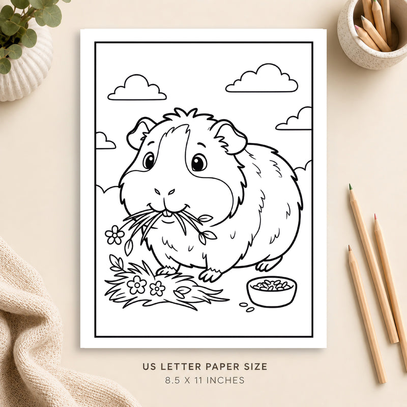 Cute Guinea Pig Coloring Page 6