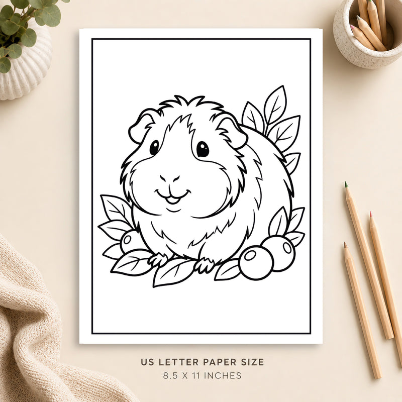 Cute Guinea Pig Coloring Page 7