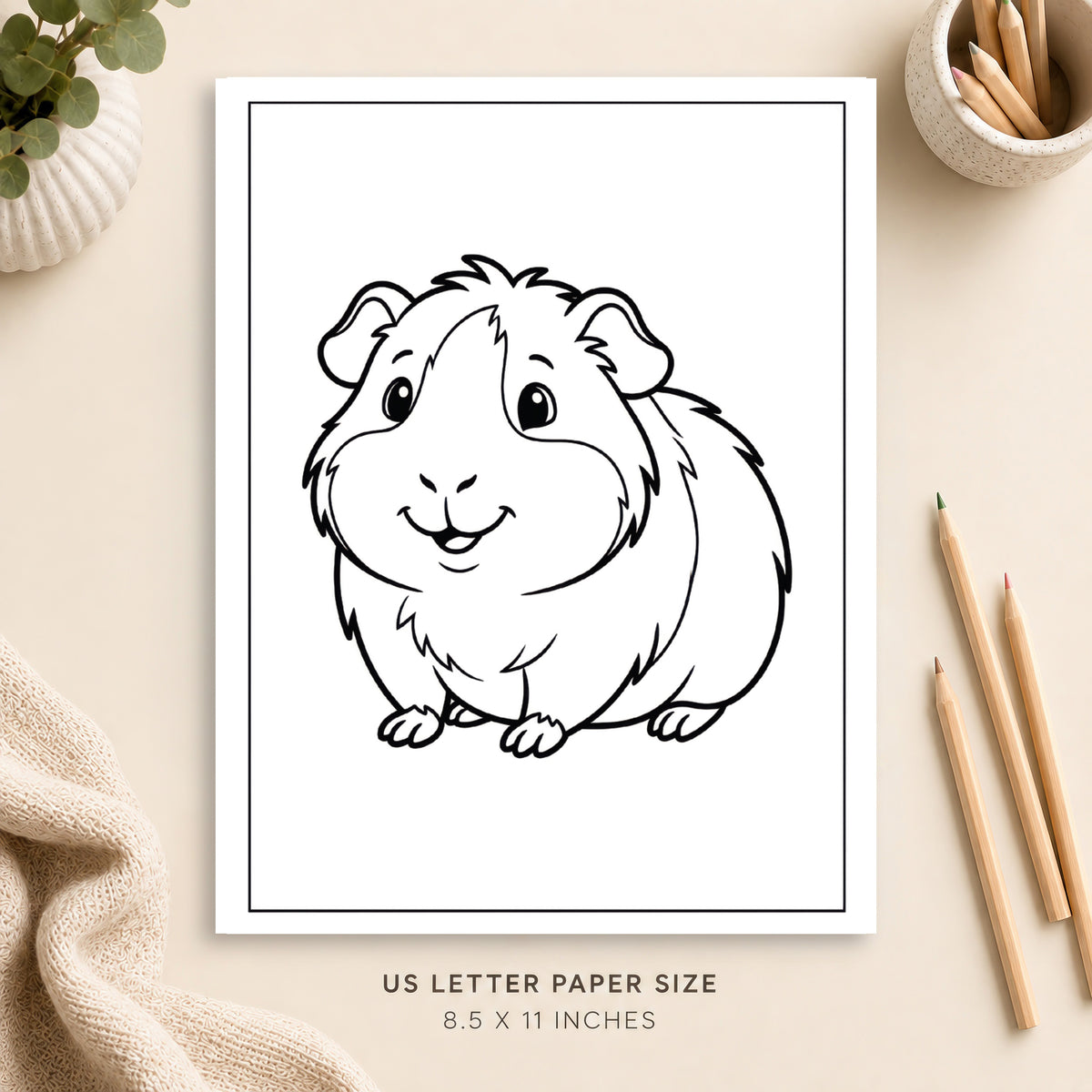 Cute Guinea Pig Coloring Page 8
