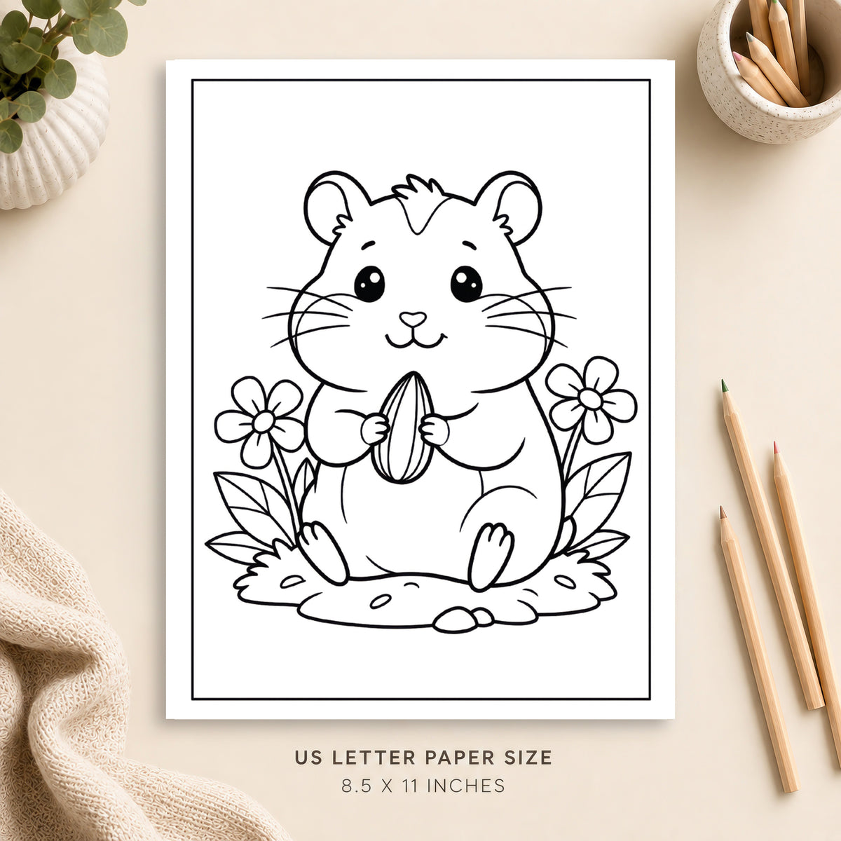 Cute Hamster Coloring Page 5