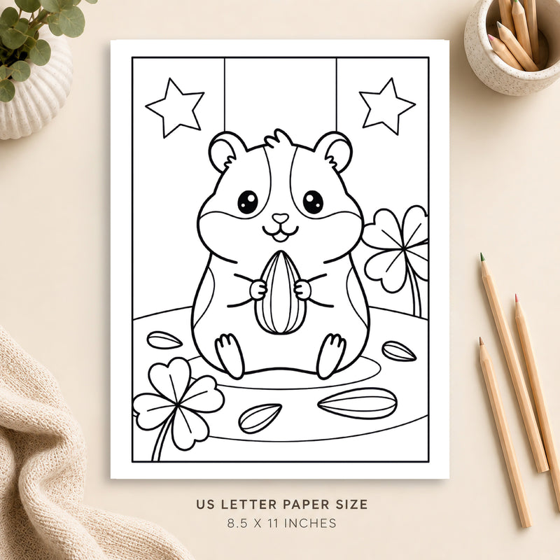 Cute Hamster Coloring Page 6
