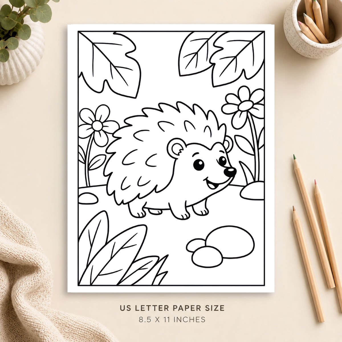 Cute Hedgehog Coloring Page 1