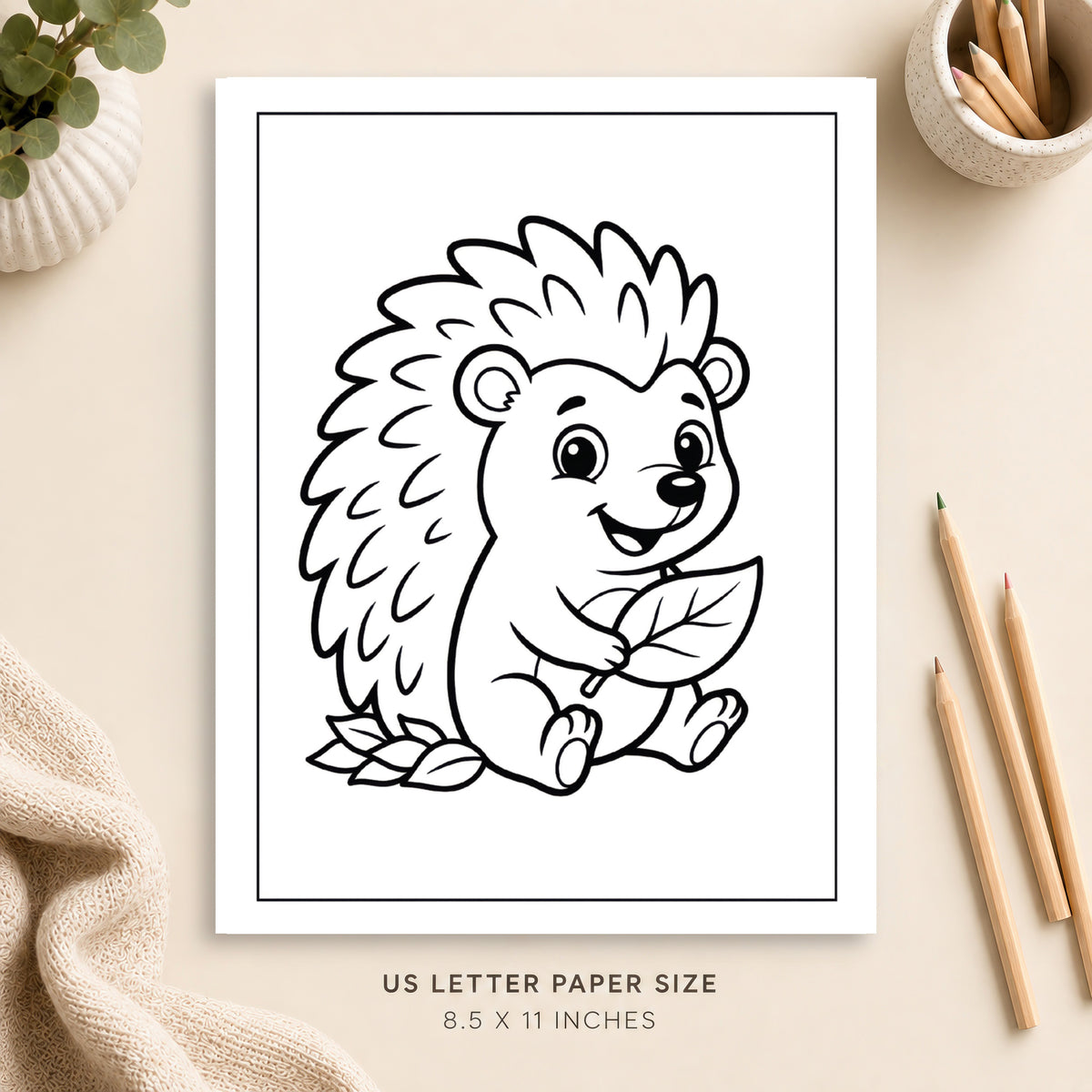 Cute Hedgehog Coloring Page 4