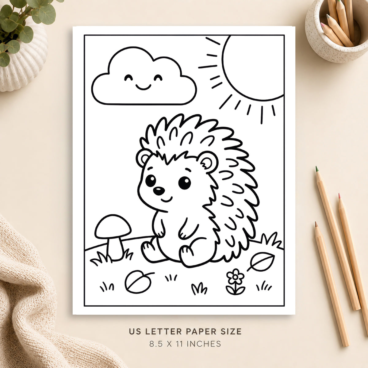 Cute Hedgehog Coloring Page 5
