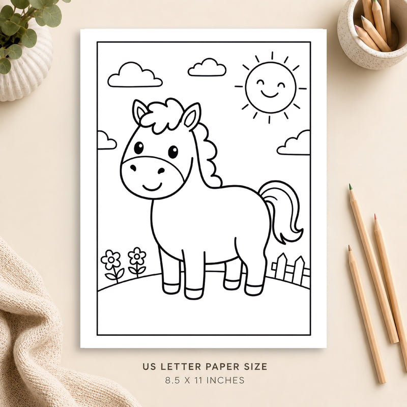 Cute Horse Coloring Page 2