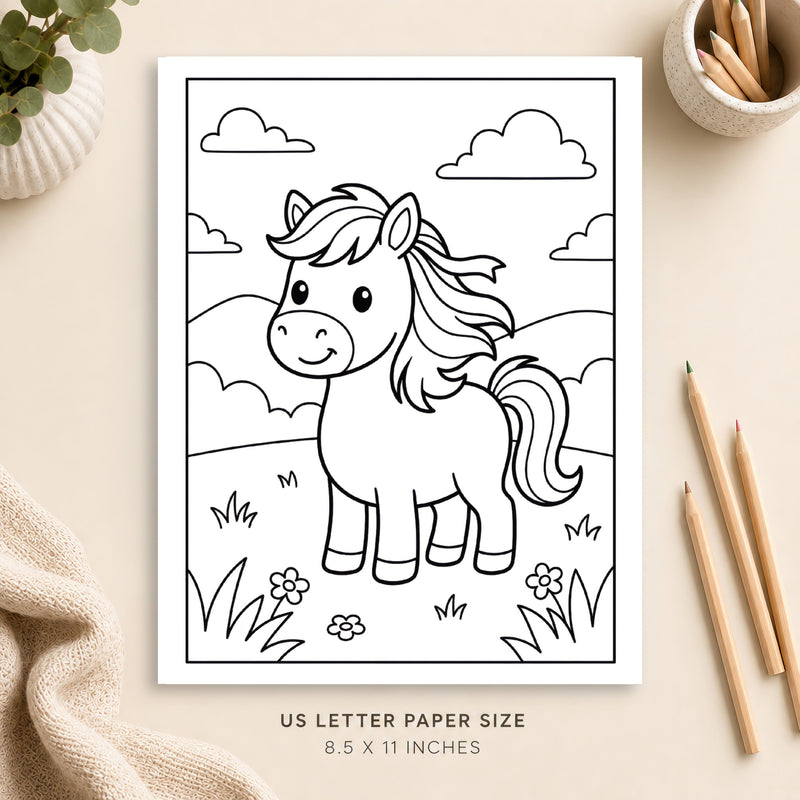 Cute Horse Coloring Page 3