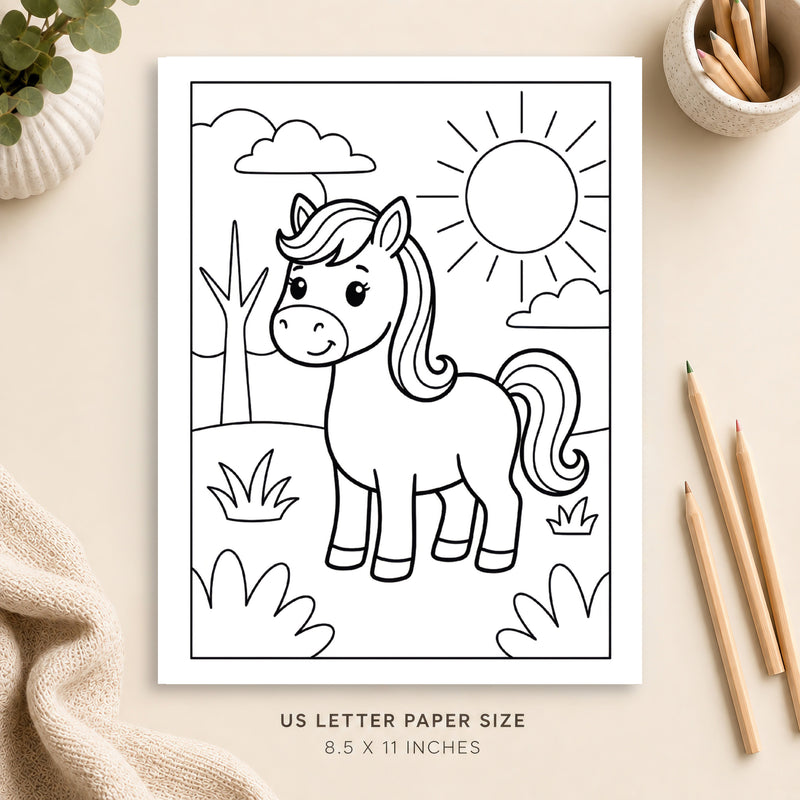 Cute Horse Coloring Page 5