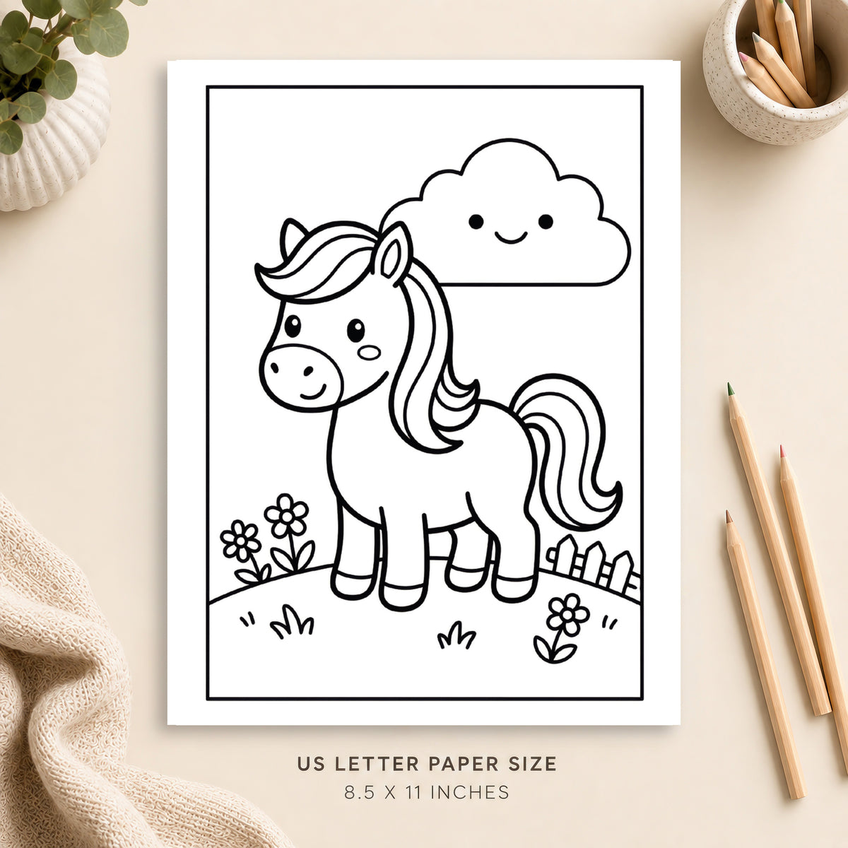 Cute Horse Coloring Page 6