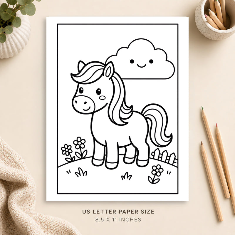 Cute Horse Coloring Page 6