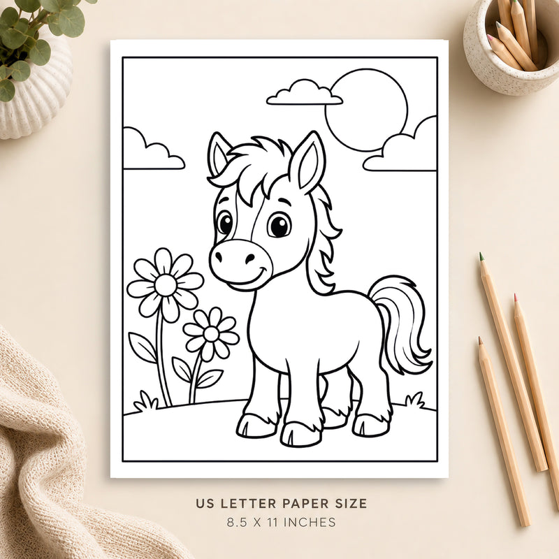 Cute Horse Coloring Page 7