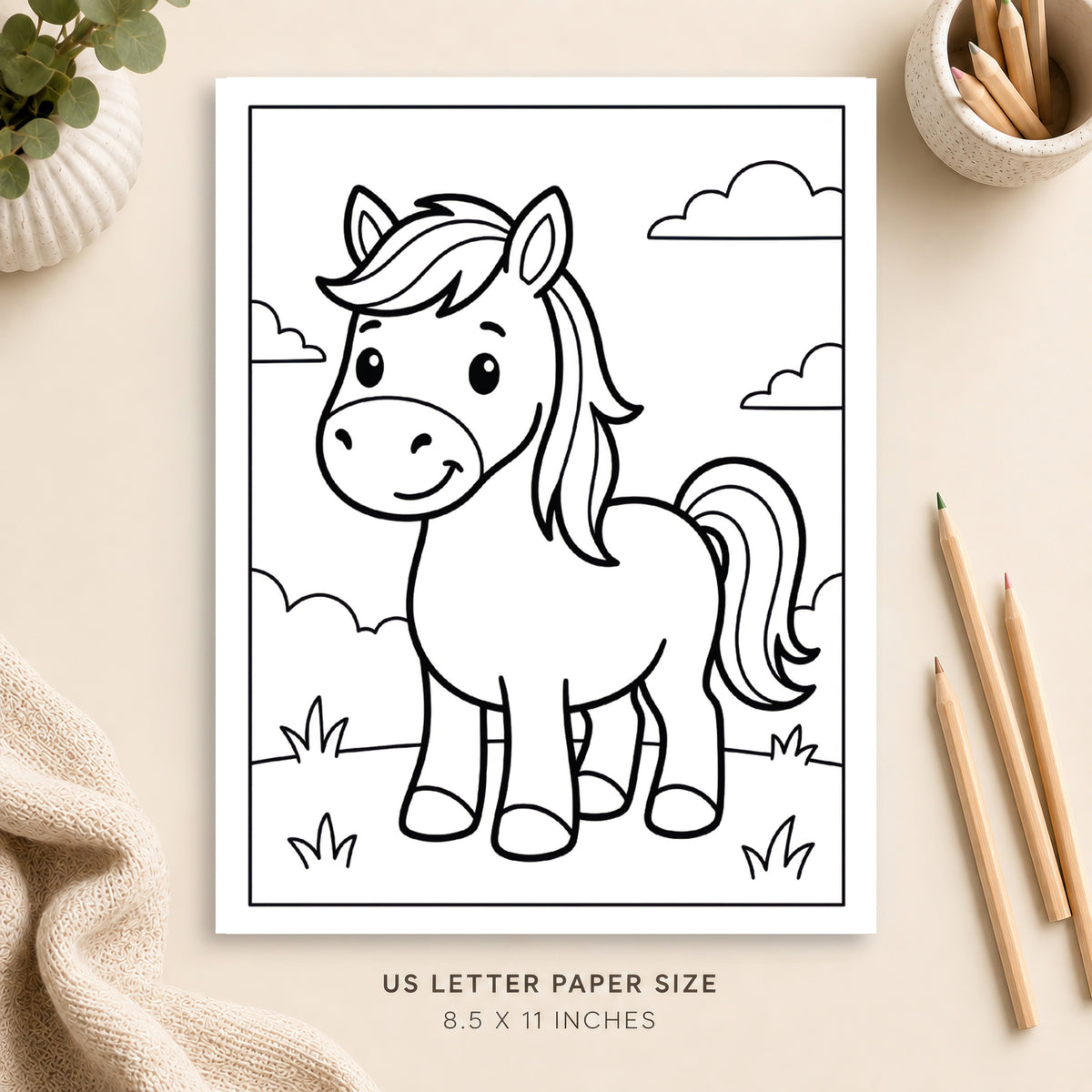 Cute Horse Coloring Page 8