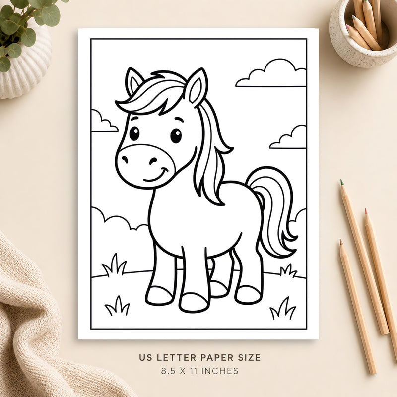 Cute Horse Coloring Page 8