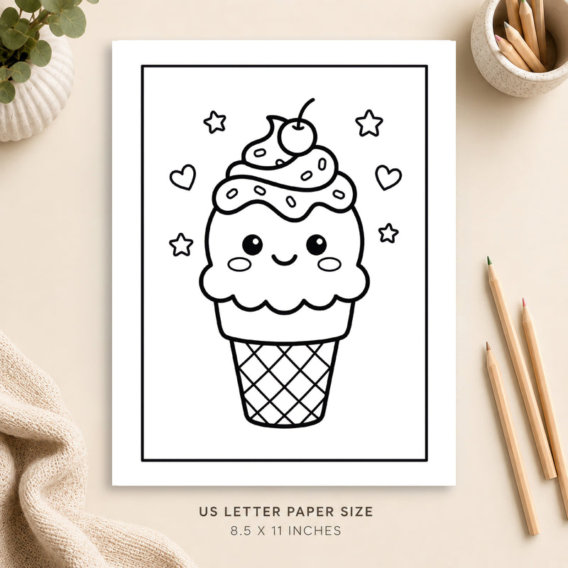 Cute Ice Cream Coloring Page 5