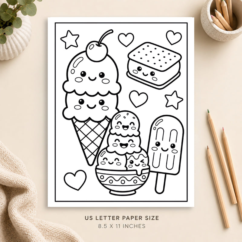 Cute Ice Cream Coloring Page 9