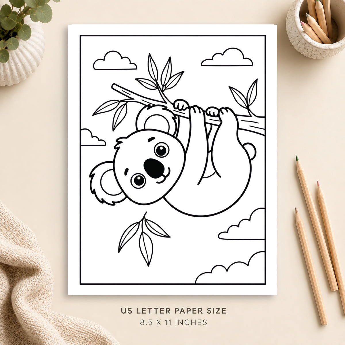Cute Koala Coloring Page 1