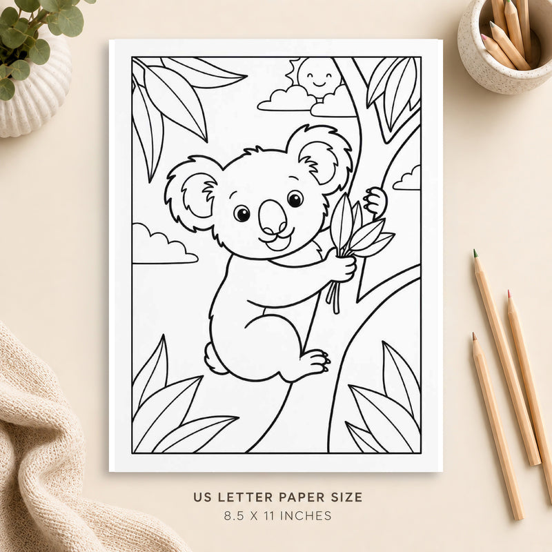 Cute Koala Coloring Page 3