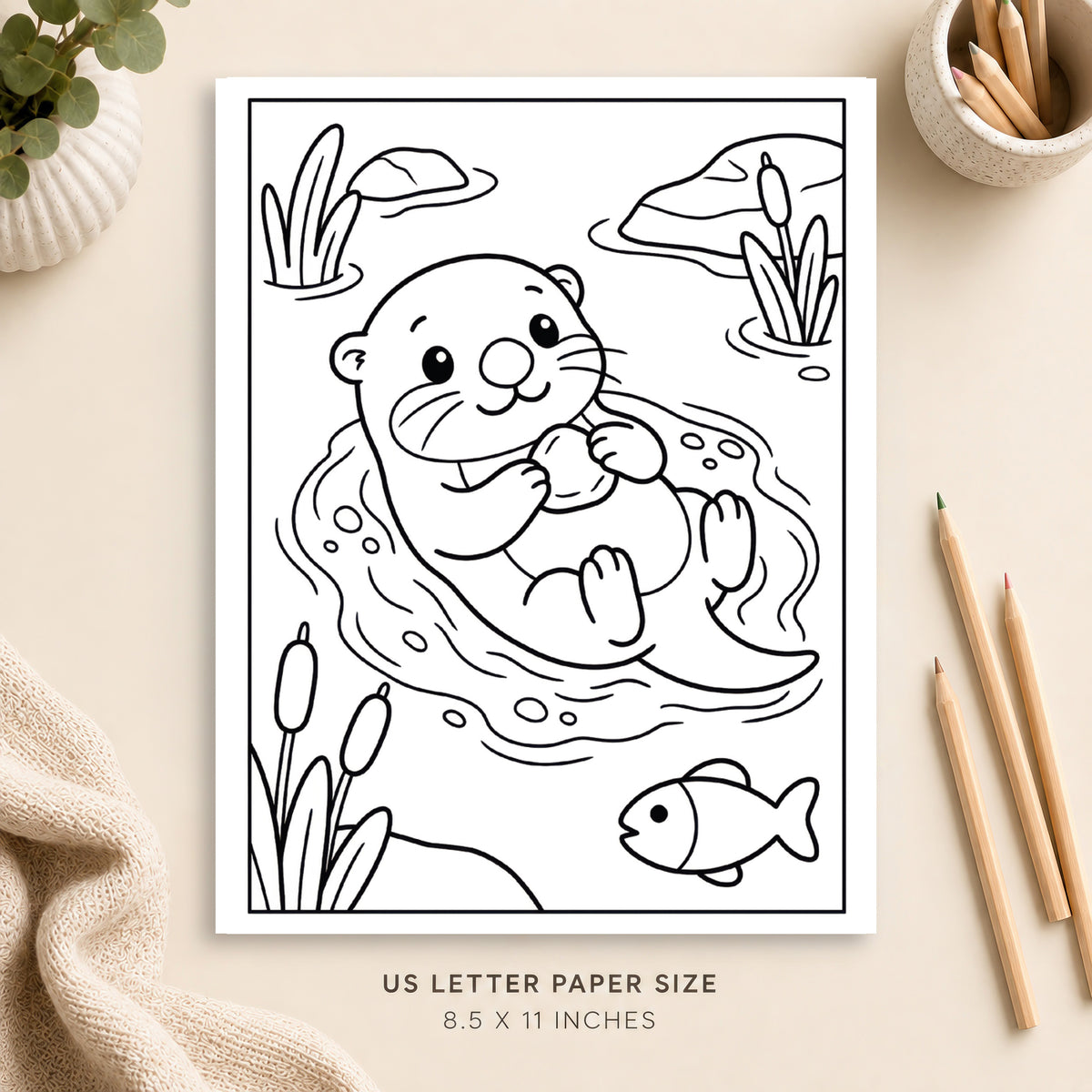 Cute Otter Coloring Page 2