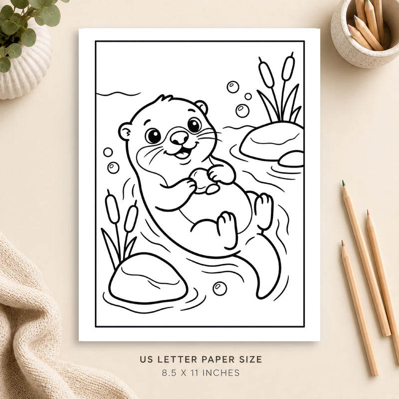Cute Otter Coloring Page 3