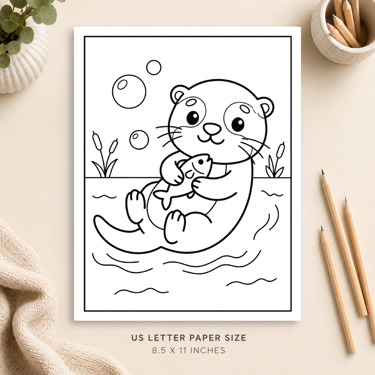 Cute Otter Coloring Page 4