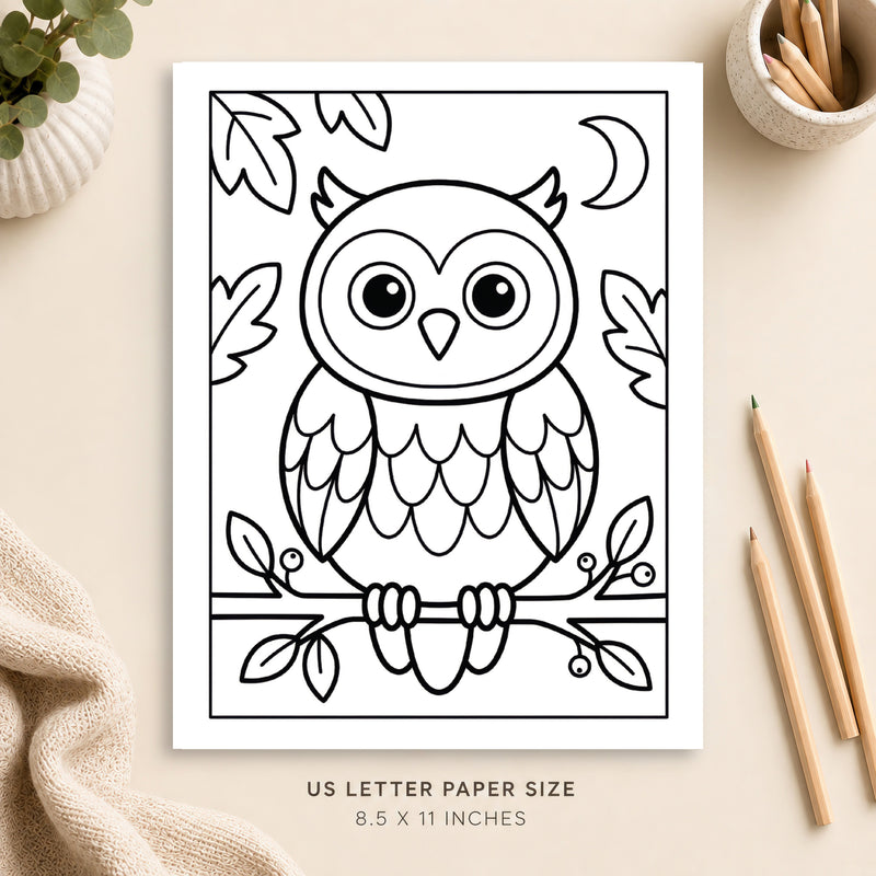 Cute Owl Coloring Page 2