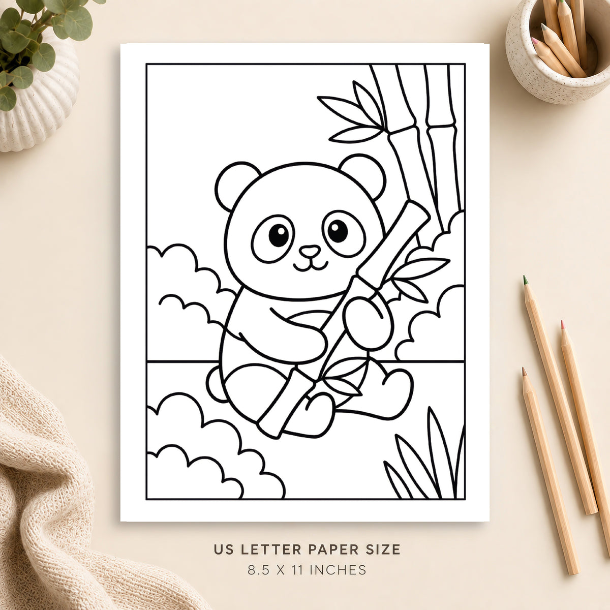 Cute Panda Coloring Page 3