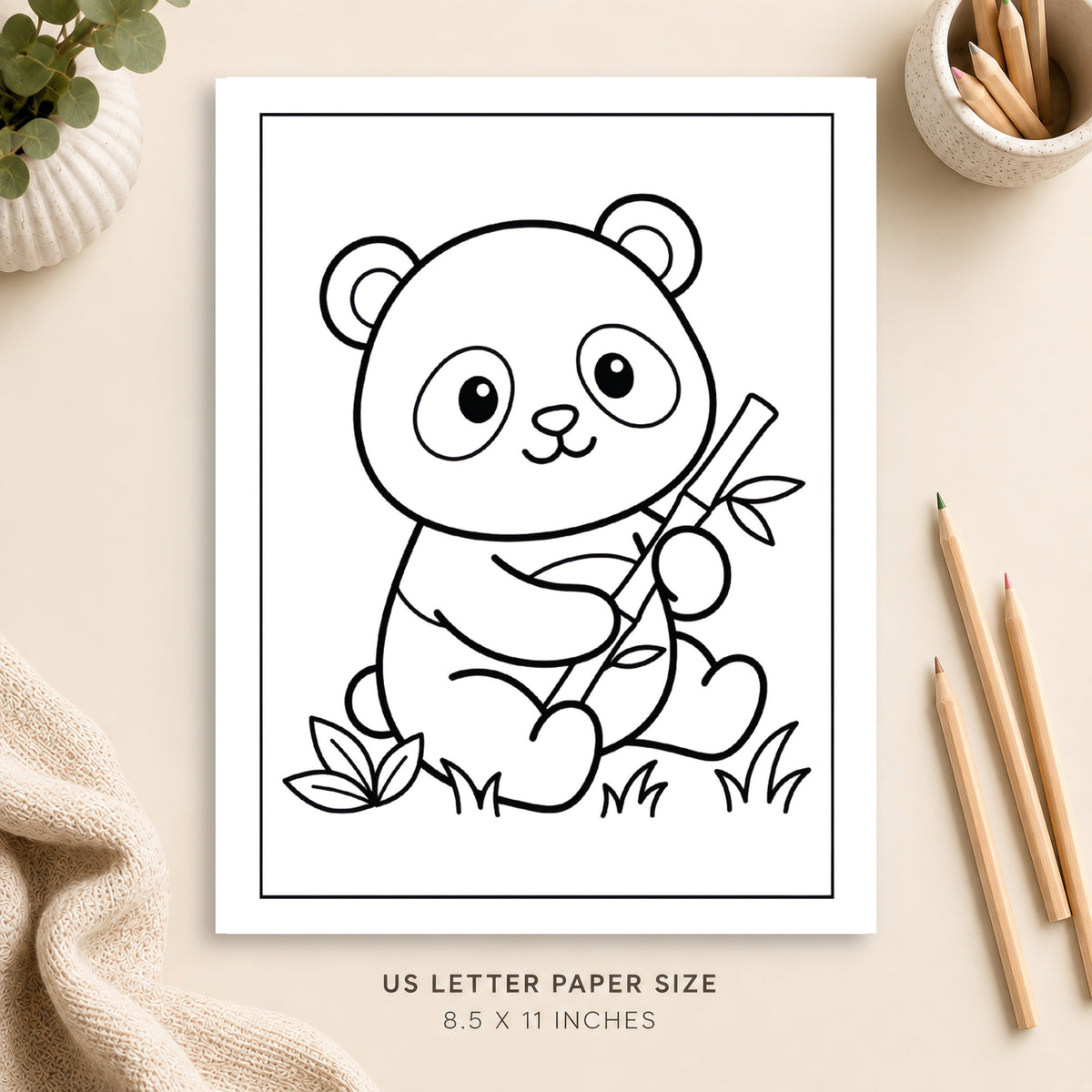 Cute Panda Coloring Page 4