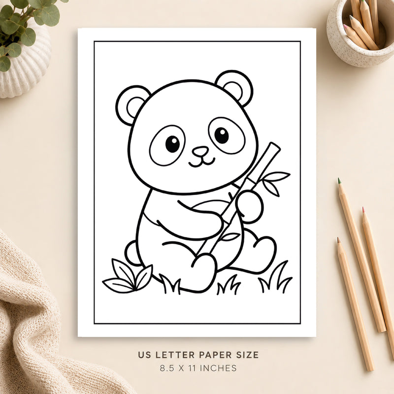 Cute Panda Coloring Page 4