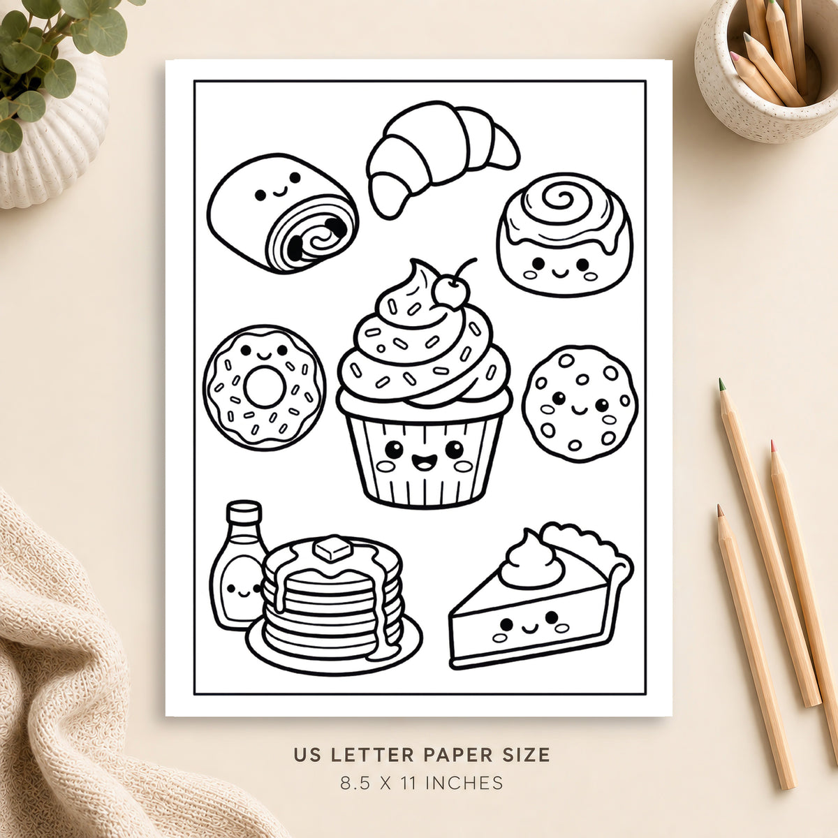 Cute Pastries Coloring Page 2