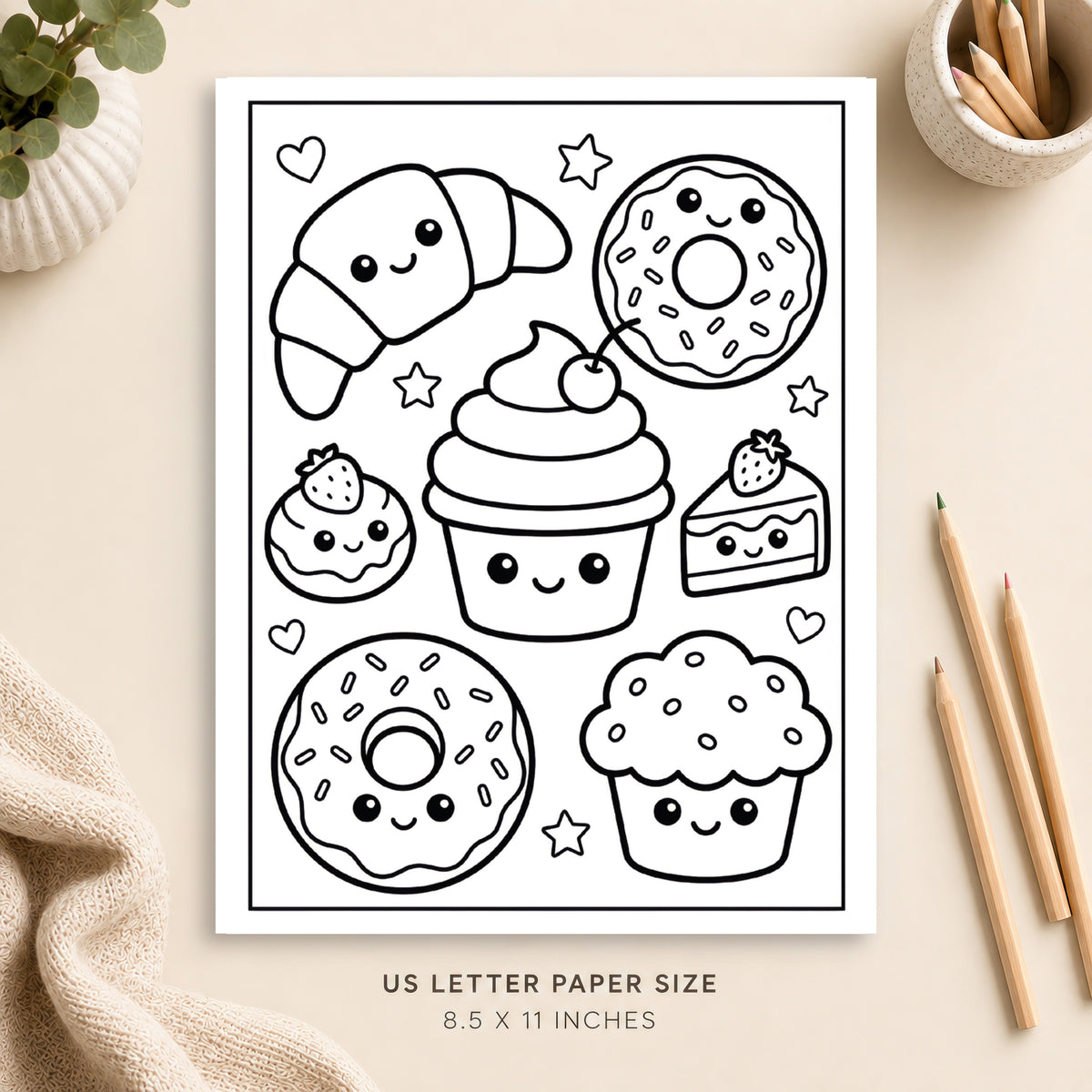 Cute Pastries Coloring Page 3