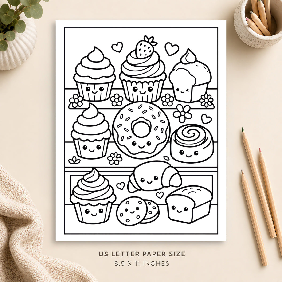 Cute Pastries Coloring Page 5