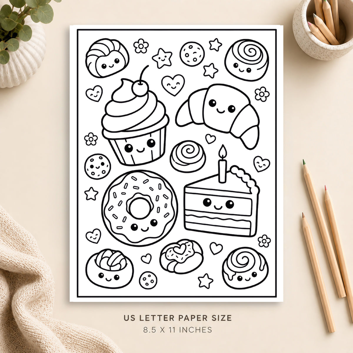 Cute Pastries Coloring Page 6