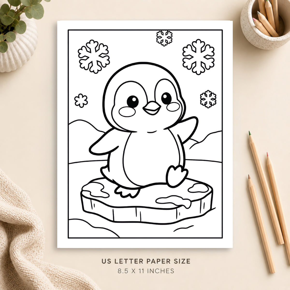 Cute Penguin Coloring Page 2