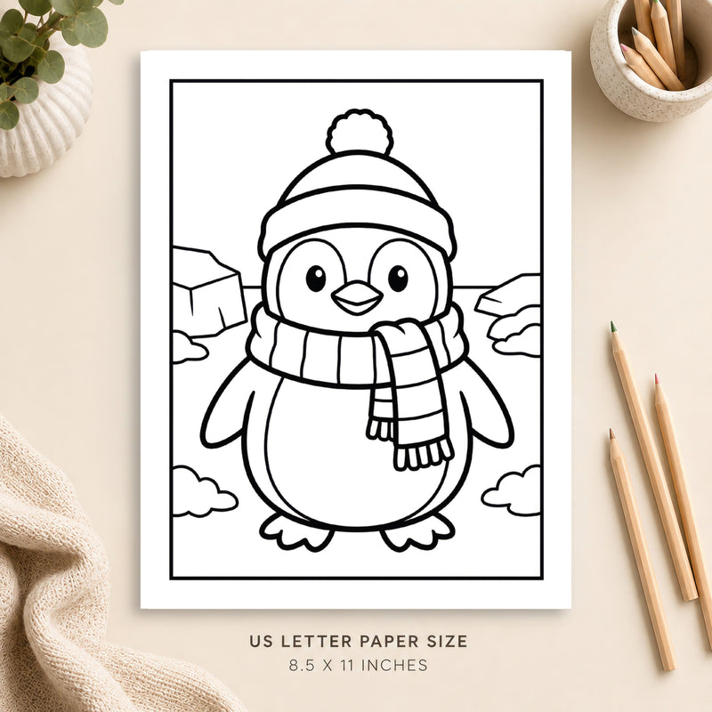 Cute Penguin Coloring Page 4